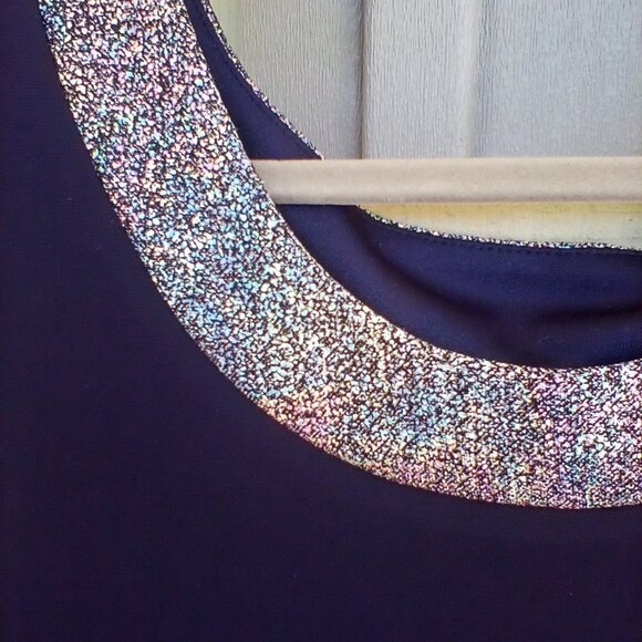 2 piece scoop neck dress A line style Navy Blue - Picture 2 of 6